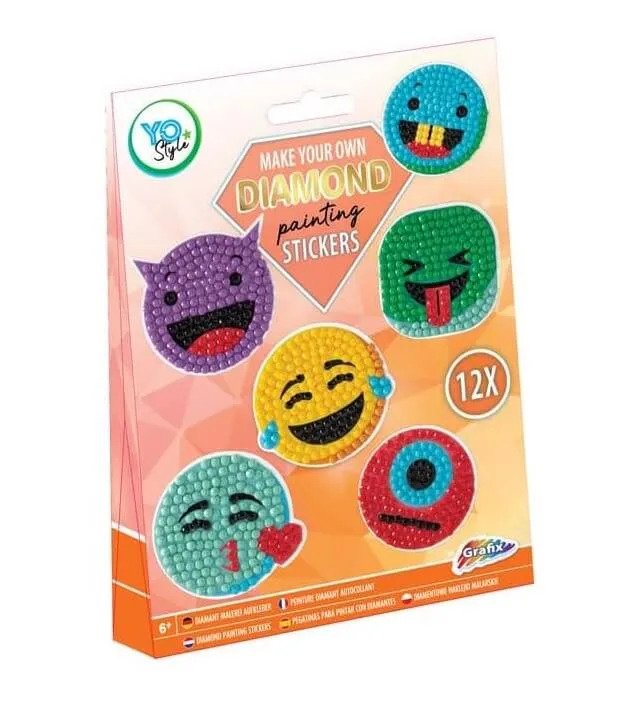 Diamond Painting Stickers Emoji 12 stk.